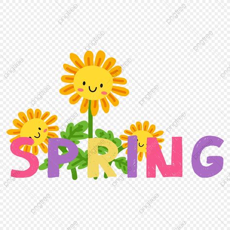 May Clipart Month Of, Spring Clipart Cute, Spring Rocks, Spring Clip Art, Spring Stationery, Cartoon Garden, Plant Png, Plant Cartoon, Sunflower Illustration