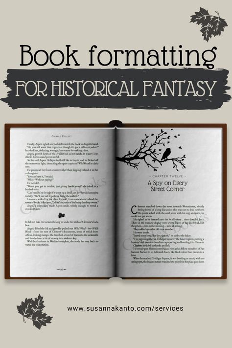 This book layout for WildWood Revisited by Cinasee Pollett includes custom chapter headings and scene breaks as well as the perfect fonts for a cozy and whimsical historical fantasy. Are you looking for a book formatter? Click the link to read more about my book formatting services and to see my portfolio! Chapter Heading Ideas, Book Formatting, Fantasy Book, Book Design Layout, Design Book, Book Layout, My Portfolio, Indie Author, Book Projects