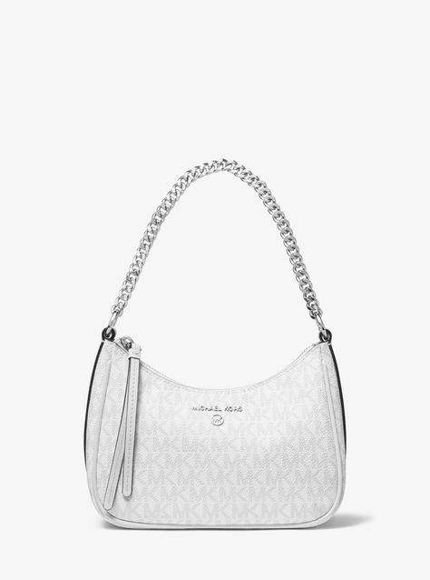 Michael Kors White Bag, Michael Kors Top Handle Shoulder Bag With Silver-tone Hardware, Shoulder Purses, Wag Dr, Sac Michael Kors, Michael Kors Designer Shoulder Bag With Silver-tone Hardware, White Michael Kors Shoulder Bag With Silver-tone Hardware, Brand Name Bags, Michael Kors Shoulder Bag With Silver-tone Hardware