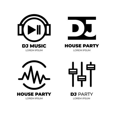 Modern flat dj logo collection Free Vect... | Free Vector #Freepik #freevector #logo #business #dj #corporate Dj Logo Design Ideas, Djs Logo, Dj Name Logo, Dj Logo Ideas, Logo Microphone, Dj Designs, Dj Logo Design, Dj Logos, Dj Tattoo