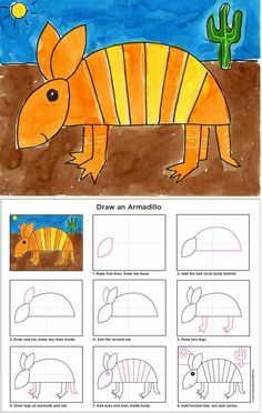 Art Projects for Kids Desert Animal Art, Armadillo Art, Animal Art Projects, 2nd Grade Art, Desert Animals, Art Projects For Kids, Desert Art, Homeschool Art, Kindergarten Art