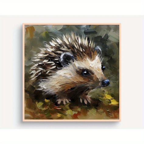 Faster shipping. Better service Hedgehog Oil Painting, Hedgehog Canvas Painting, Oil Painting Animals, Hedgehog Painting, Woodland Wall Art, Painting Animals, Hedgehog Print, Woodland Wall, Hedgehog Art