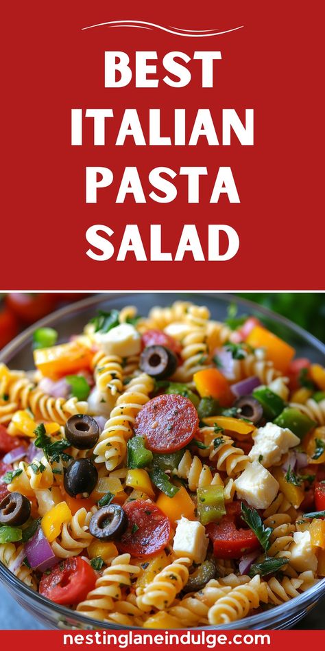 Best Italian Pasta Salad. Dive into a bowl of vibrant tri-color pasta mixed with juicy tomatoes, crunchy bell peppers, and zesty onions. Topped with slices of spicy pepperoni and your choice of cheese, this salad is a crowd-pleaser that’s perfect for picnics or a light lunch. Refreshing, full of flavor, and beautifully colorful, it’s a guaranteed hit at any gathering. Zesty Pasta Salad Recipes, Pasta Salad With Pepperoni, Best Italian Pasta Salad, Zesty Pasta Salad, Best Italian Pasta, Kid Friendly Appetizers, Tri Color Pasta, Pasta Fresh, Colored Pasta