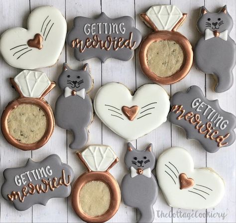 Cat Theme Wedding Ideas, Getting Meowied Bachelorette, Last Meow Before The Vow, Wedding Baking, Magical Elopement, Getting Meowied, Bachelorette Party Cookies, Simple Reception, Tropical Locations