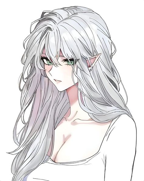 Tessia Eralith, White Hair, Green Eyes, Link In Bio, Benefits, Green, Hair, Anime, White