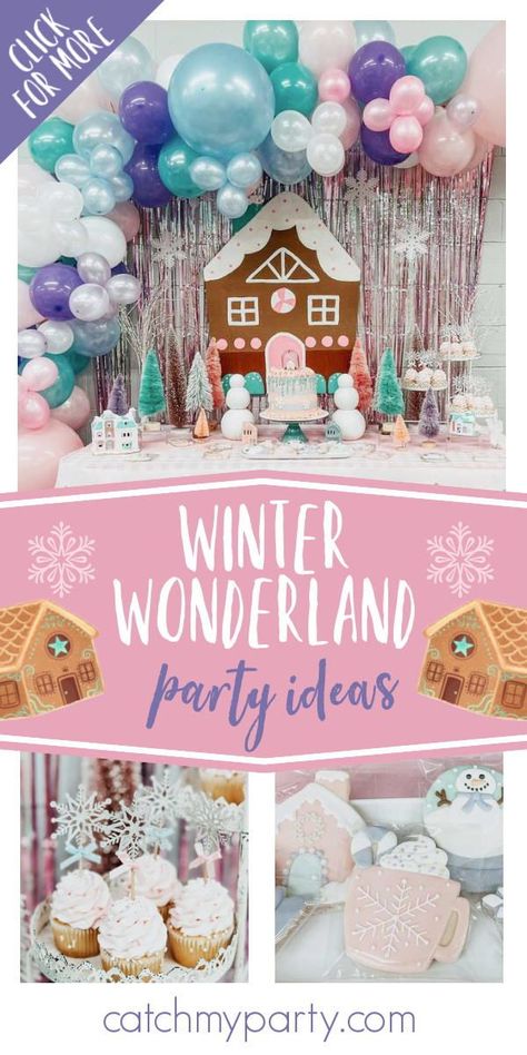 Don't miss this pretty Winter Wonderland party! The cookies are so cute! See more party ideas and share yours at CatchMyParty.com Winter Bday Party Activities, Winter Themed Bday Party, 3rd Winter Birthday Party, Winter Wonderland 2nd Birthday Party, Kids Winter Wonderland Party, Toddler Winter Birthday Party Ideas, Winter Birthday Themes Girl, Winter Toddler Birthday Party Ideas, Kids Winter Birthday Party Ideas