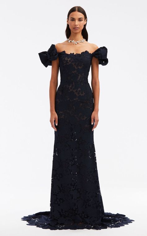 Navy Gown, Black Bridesmaids, Elegant Dresses Classy, Guipure Lace, Glam Dresses, Lace Gown, Event Dresses, Beautiful Gowns, Classy Dress