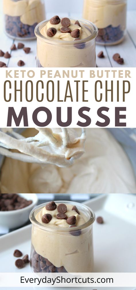 Keto Chocolate And Peanut Butter Dessert, Keto Sweet Tooth, Keto Sweet Tooth Craving, Chocolate Chip Vanilla Mousse, Healthy Sweet Tooth Cravings, Keto Peanut Butter Fluff, Keto Moose, Sweet Tooth Craving Healthy, Peanut Butter Moose