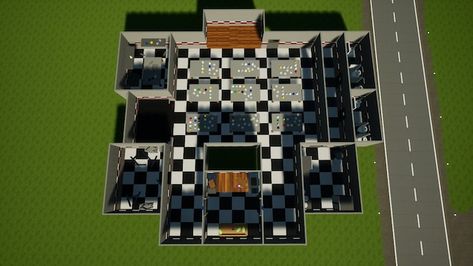 Minecraft Fnaf Pizzaria, Fnaf 1 Map Layout, Fnaf 1 Layout, Fnaf Map Layout, Freddy Fazbears Pizzeria Building, Fnaf Minecraft Builds, Fnaf Bloxburg, Blender Inspiration, Fnaf Minecraft