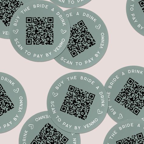 Buy the Bride a Drink Bachelorette Party QR Code for $8.00 - Bachelorette Craft Bachelorette Crafts, Sage Green Design, Buy The Bride A Drink, Code Stickers, Scan To Pay, Bachelorette Party Supplies, Bachelorette Party Invitations, Hens Night, Vine Design