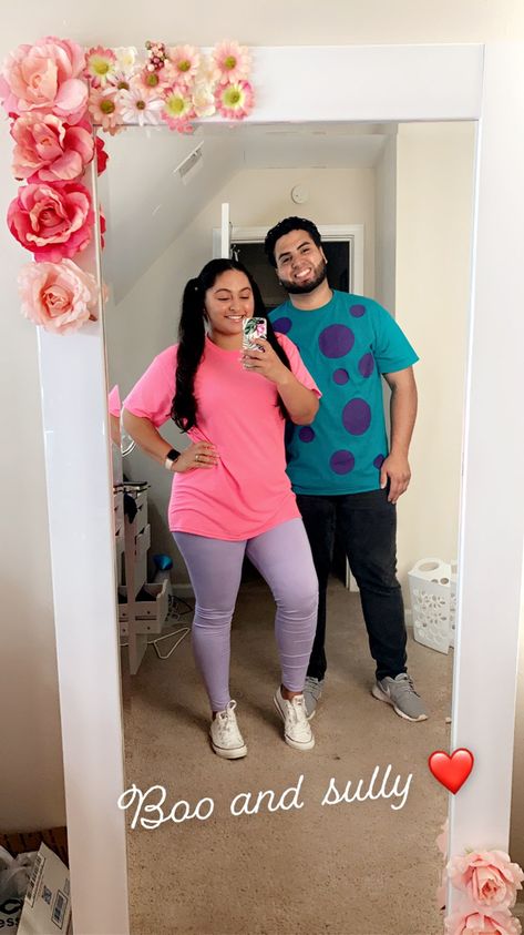 Silly And Boo Costume, Monsters Inc Costumes Couple, Diy Sully Costume Men, Boo Halloween Costume Monsters Inc, Cookie Monster Couple Costume, Monsters Inc Couples Costume, Pixar Couple Costumes, Boo Monsters Inc Costume Women, Boo And Sully Costume Couple