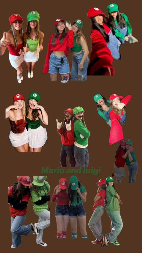 Ideasss Mario And Luigi Halloween, Luigi Halloween Costume, Mario Halloween Costumes, Mario Und Luigi, Best Friend Costumes, Luigi Costume, Mario Y Luigi, Mario Costume, Halloween Duos