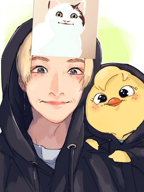 Felix And Bbokari Fanart, Lee Felix Fanart Cute, Felix Skzoo Drawing, Skz Anime Fan Art, Felix Cute Fanart, Skz Art Wallpaper, Cute Doodles Drawings Kawaii, Skz Felix Fanart, Felix Skz Drawing