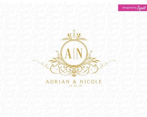 Luxury Wedding Logo by Linvit on @creativemarket 40th Wedding Anniversary Gifts, Custom Koozies Wedding, Wedding Memory Box, Custom Wedding Monogram, Wedding Logo Monogram, Wedding Logo Design, Wedding Svg, 40th Wedding Anniversary, Logo Luxury