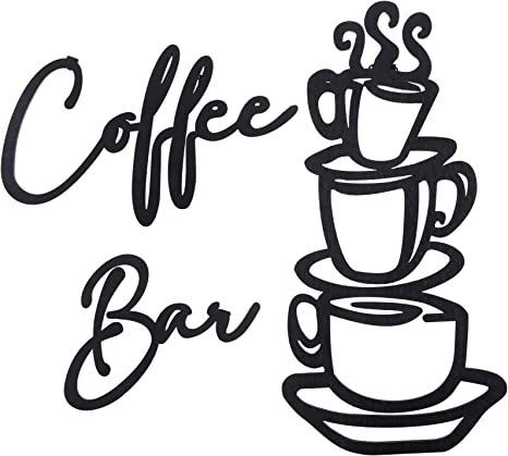 3 Pieces Coffee Bar Sign Coffee Bar Wall Sign Rustic Wooden Coffee Cup Wall Art Coffee Signs for Coffee Bar Wood Letter Sign Farmhouse Kitchen Wall Decor for Home Restaurants Decoration (Black) Coffee Bar Wood, Desain Pantry Dapur, Coffee Cup Wall, Coffee Cup Wall Art, Coffee Bar Wall, Kitchen Metal Wall Art, Farmhouse Kitchen Wall Decor, Coffee Bar Sign, Desain Pantry