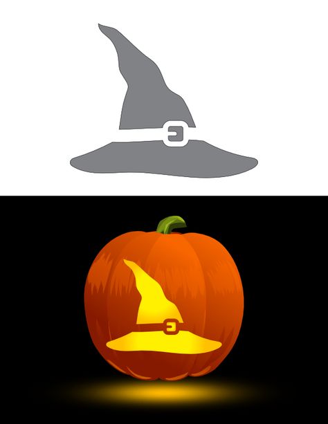 Printable Witch Hat with Buckle Pumpkin Stencil Pumpkin Carving Witch Hat, Witch Hat Pumpkin Carving Stencil, Witch Pumpkin Carving Ideas, Witch Pumpkin Stencil, Witch Pumpkin Carving, Pumpkin Stencil Printable, Kids Pumpkin Carving, Pumpkin Stencils Free, Halloween Pumpkin Carving Stencils