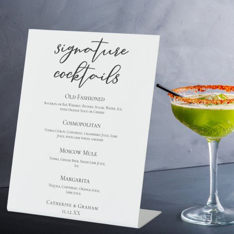 Create your own Poster | Zazzle Wedding Signature Cocktails, Signature Cocktails Wedding, Tequila Margarita, Drink List, Cocktail List, Signature Cocktails, Cocktails Bar, Bar Menu, Drink Menu