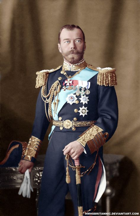 Tsar Nicholas II | Colored by me :) | Laure Hélène Tourneux | Flickr Empire Outfit, Nicolas Ii, King Outfit, House Of Romanov, Foto Langka, Romanov Dynasty, Russian Empire, Tsar Nicholas Ii, Tsar Nicholas