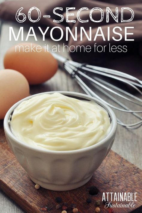 Easy Mayonnaise Recipe, Smoked Meals, Attainable Sustainable, Homemade Mayonnaise Recipe, How To Make Mayonnaise, Homemade Mayo, Mayonnaise Recipe, Homemade Condiments, Homemade Mayonnaise