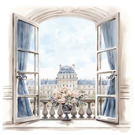 Paris Window View, Paris Window, Planner Inspiration, Window View, Elegant Tattoos, Clipart Design, Watercolor Drawing, Watercolor Clipart, Vol 2