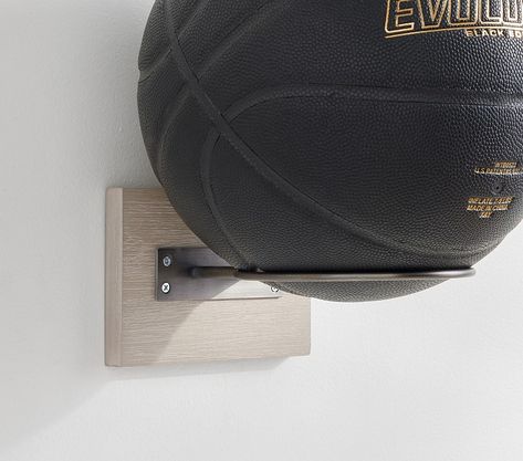 Ball Holder Display | Pottery Barn Kids Sports Ball Storage, Kids Wall Shelves, Decorative Wall Shelves, Lamp Pottery, Decorative Shelves, Kids Shelves, Ball Holder, Ball Storage, Joinery Details