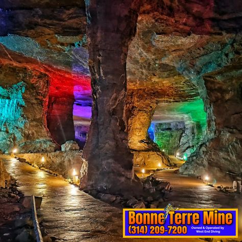 The Mine at Bonne Terre 🤿😀🚶‍♀️ 
Owned & Operated by West End Diving 
(314) 209-7200 
#adventure #bonneterremine #historiclandmark #missouri #geomine #familyadventure #scubadiving #missouri #tours #attractions #walkingtour Bonne Terre Mine Missouri, Family Adventure, West End, Walking Tour, Scuba Diving, Missouri, Diving, Minions