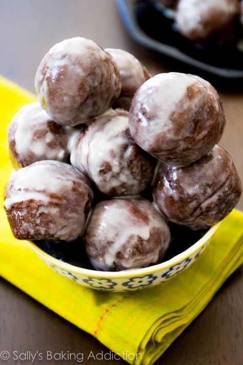 Moist chocolate donut holes, baked not fried, and thickly covered in a sweet glaze.