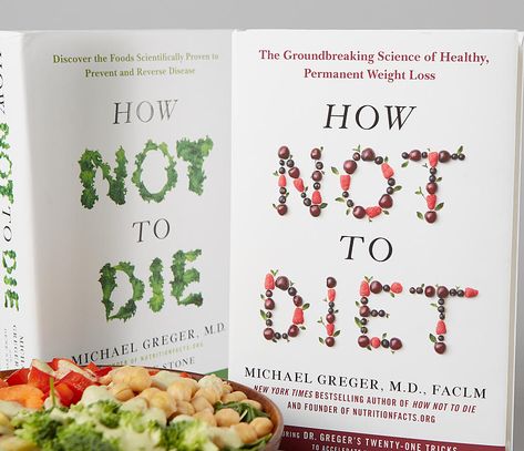 The author of the bestselling book, How Not to Die, Dr. Michael Greger, seems to only be able to publish massive tomes as thick as a phone book, as detailed as an encyclopedia, and as stunningly life-changing as any bible. (OK—before you come after me with forks, this is an exaggeration, but you get the idea.) Dr Greger, Michael Greger, Fitness Marshall, Vegan Books, Diet Books, High Calorie Meals, Fiber Rich Foods, Best Diet, Plant Based Eating