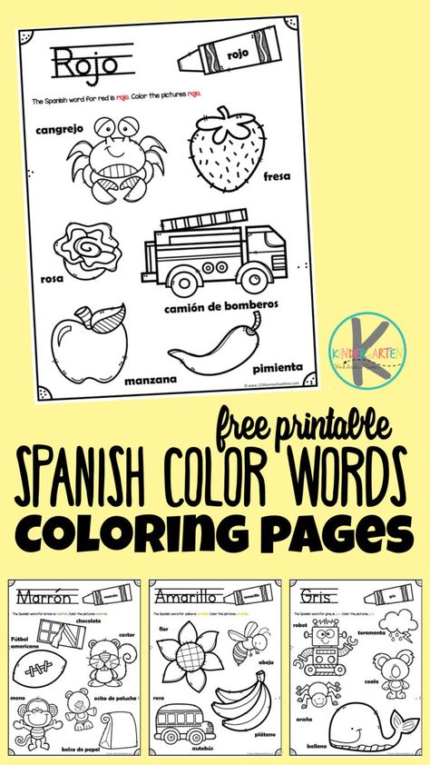 If your child is learning spanish, one of the first things they learn are spanish colors. These super cute spanish colors worksheet pages are a great way to introduce kids to 11 common colors plus other spanish vocabulary too. Simply print the spanish worksheets for kindergaten to read, color, and learn the color words! These color word coloring sheets are perfect for preschoolers, kindergartners, grade 1, and grade 2 students. Colors In Spanish Free Printable, Spanish Worksheets For Kids Printables, Elementary Spanish Worksheets, Spanish First Grade, Spanish Language Learning Worksheets, Free Printable Cursive Alphabet, Spanish Words For Kids, Spanish For Preschoolers, Alphabet Handwriting Worksheets