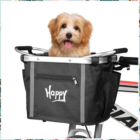 SMONTER Dog Bike Basket-Pet Carrier Bicycle for Small Cats and Dogs Front Fandlebar Basket Detachable Removable Quick Release Dog Bike Carrier, Dog Car Booster Seat, Dog Bike Basket, Dog Bike, Cat Crate, Biking With Dog, Bicycle Basket, Cat Seat, Dog Basket