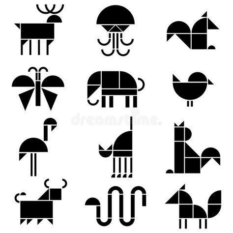 Black And White Animals, Alfabet Font, White Animals, Polygon Art, Animal Icon, Geometric Animals, Art Drawings For Kids, Line Art Drawings, Design Graphique