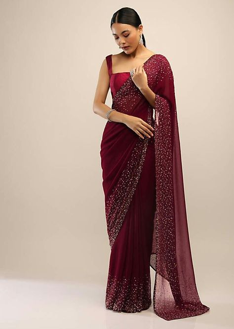 Maroon Saree, Sarees For Girls, Simple Saree Designs, Indian Sari Dress, Fancy Sarees Party Wear, Modern Saree, Traditional Indian Dress, Simple Sarees, Indian Fashion Saree