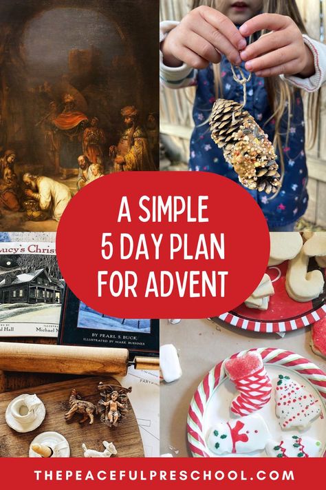 Here is a simple and easy 5 day advent plan that you can do before or after Christmas. This family friendly advent plan includes books, scripture readings, songs to sing and activities to celebrate advent this holiday season. Find more Christmas activities at ThePeacefulPress.Shop Peaceful Press, Rolled Beeswax Candles, Craft Activities For Toddlers, First Sunday Of Advent, Advent Activities, Waldorf Crafts, Christian Holidays, Early Learning Activities, Christmas Traditions Family