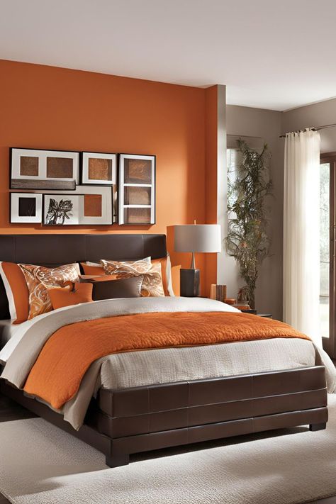 42+ Bedroom Color Scheme Ideas to Refresh Your Sanctuary - Blushiee Orange Farmhouse Bedroom, Bedroom Color Scheme Ideas, Orange Farmhouse, Orange Bedroom Ideas, Classic Bedroom Design, Color Scheme Ideas, Orange Bedroom, Purple Bedrooms, Bedroom Orange