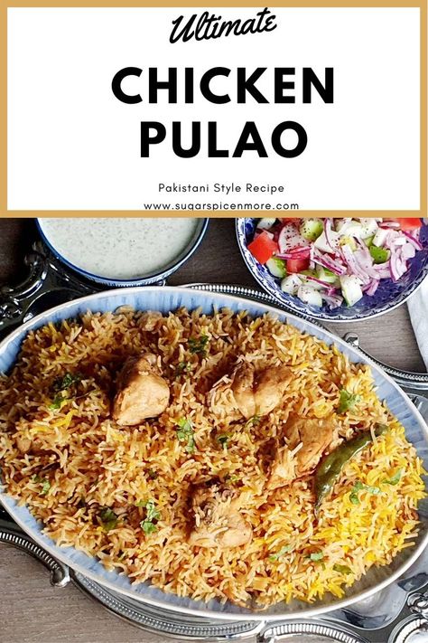 Chicken Pulao - Aromatic and flavoursome rice cooked in chicken broth and spices. #chicken #DinnerIdeas #pakistani Cuisine #indianCuisine #ricedish Chicken Pulao Recipe Pakistani, Rice Cooked In Chicken Broth, Chicken Pulao Recipe, Chicken Pulao, Pakistani Cuisine, Biryani Rice, Dum Biryani, Weekend Cooking, Pulao Recipe