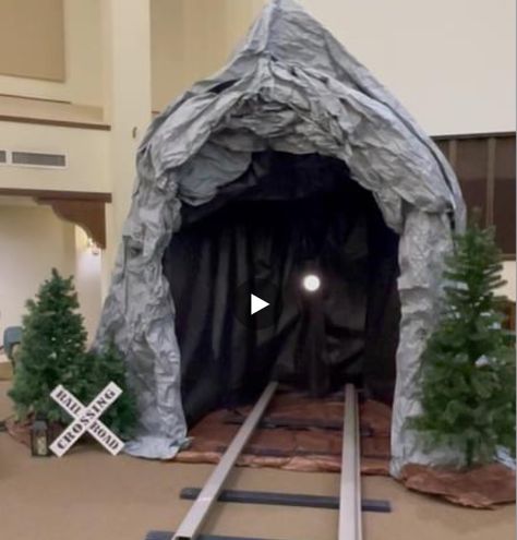 Vbs Wonder Junction, Wonder Junction Vbs 2025 Decorations, Diy Polar Express Train Cardboard Boxes, Wonder Junction Vbs, Rocky Railway Vbs 2020 Decorations, Wonder Junction Vbs 2025, Train Vbs, Christmas Grotto Ideas, Christmas Adam