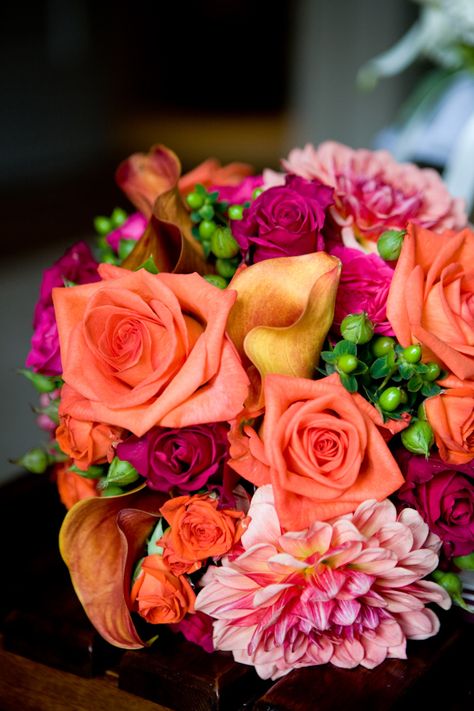 Magenta And Orange, Jewel Tone Wedding, Floral Wedding Decorations, Pink Rose Bouquet, Wedding Bouquets Pink, Wedding Photo Gallery, Wedding Floral Centerpieces, Rustic Wedding Diy, Flower Shower