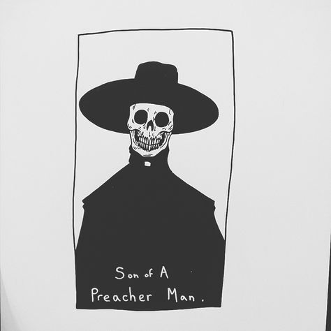 Preacher Man Son Of A Preacher Man, Matt Bailey, Skull Drawings, Tattoos Henna, Tattoo Face, Tattoo Symbols, Yakuza Tattoo, Japanese Tattoos, Skull Illustration