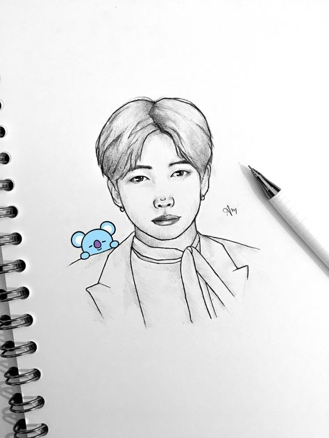 Namjoon Sketch Easy, Namjoon Drawing, Bts Drawings Easy, Drawing Easy Sketch, Drawing Bts, Watercolor Face, Pencil Sketch Drawing, Boy Drawing, Art Drawings Sketches Pencil