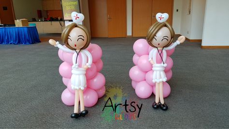 Nurse day balloon nurse sculpture Nurse Balloons, Nurse Grad Parties, Nurse Practitioner Graduation, Campsite Ideas, Balloon People, Nurse Decor, Nurse Day, Night Nurse, Job Hiring