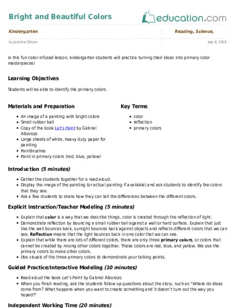 In this fun color-infused lesson, kindergarten students will practice turning their ideas into primary color masterpieces! Primary Colors Lesson Plan, Colors Lesson Plan, Reflection Meaning, Color Lesson Plans, Comprehension Games, Sentence Stems, Color Lessons, Writing Lesson Plans, Primary And Secondary Colors