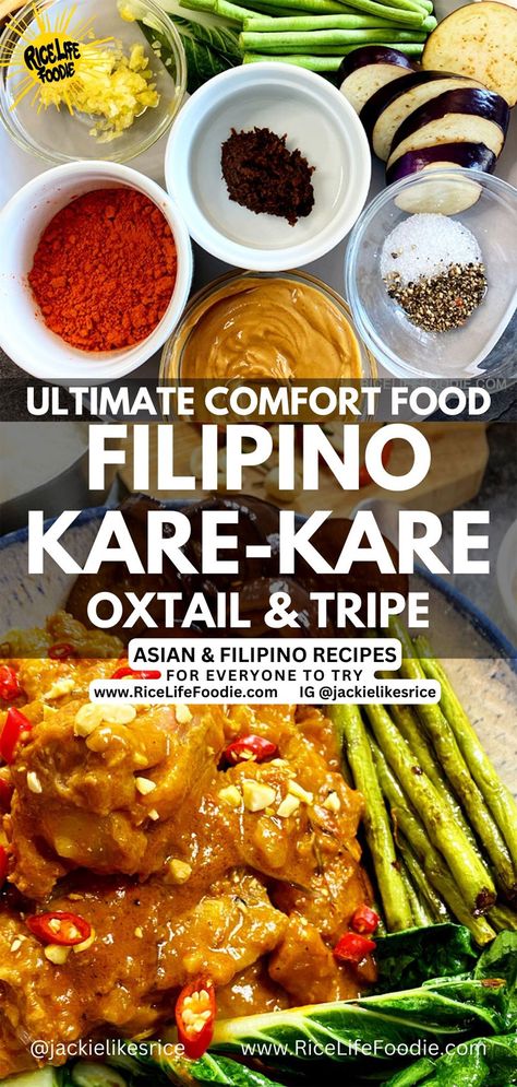 kare-kare-recipe-oxtail-tripe-with-peanut-sauce Oxtail Kare Kare Recipe, Easy Kare Kare Recipe, Kate Kare Recipe, Kare Kare Recipe Philippines, Filipino Kare Kare, Kare Kare Recipe, Sauteed Eggplant, Filipino Recipe, Filipino Cuisine