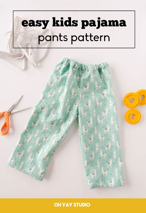 how to make an easy DIY pajama pants for kids; kids pajama pants pattern Diy Pajama Pants, Toddler Pajamas Pattern, Pajama Pants Pattern Free, Pajamas Shorts Pattern, Kids Pajamas Pattern, Pajamas Diy, Kids Pants Pattern, Pajama Pants Pattern, Pants Pattern Free