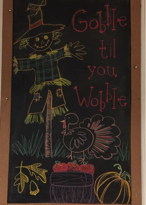 November Blackboard Ideas, Scarecrow Chalkboard Art, November Chalkboard Art Calendar, Thanksgiving Chalkboard Ideas, Thanksgiving Chalkboard Art, Blackboard Ideas, Specials Board, Thanksgiving Chalkboard, Chalkboard Walls