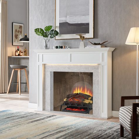 Free Standing Electric Fireplace, Electric Fireplace Logs, Faux Fireplace Diy, Fireplace Logs, Wall Mount Electric Fireplace, Electric Fireplace Insert, Fireplace Insert, Recessed Wall, Faux Fireplace