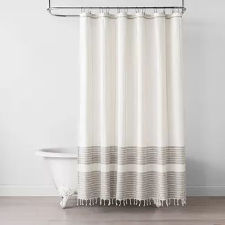 Shop for shower curtain online at Target. Free shipping on orders of $35+ and save 5% every day with your Target RedCard. Hearth & Hand With Magnolia, Pick Stitch, Road House, Small Apartment Living Room, Modern Farmhouse Bathroom, Bath Essentials, Bathroom Trends, Shower Curtain Decor, Upstairs Bathrooms