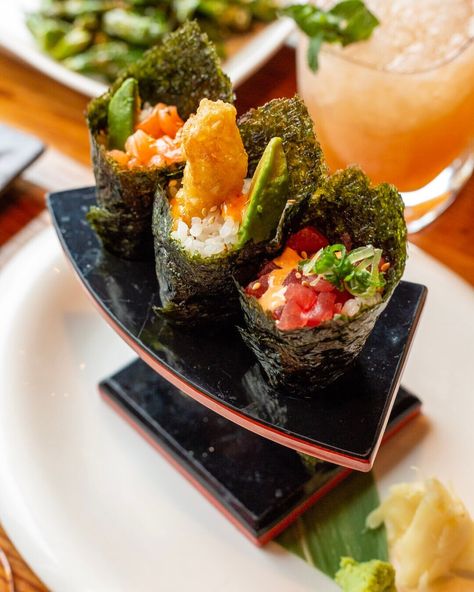 Azumi Restaurant | Which Hand Roll are you choosing? Try the whole tasting trio with Spicy Tuna, Shrimp Tempura and Salmon Avocado 🥑 | Instagram Shrimp Tempura, Salmon Avocado, Spicy Tuna, Hand Roll, Tempura, July 17, The Whole, Avocado, Rolls