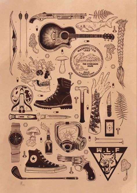 Traditional Tattoo Wall Art, Tattoo Wall Art, Sketch Poster, Last Of Us Part 2, Flash Sheet, Poster Illustration, 1 Tattoo, Print Illustration, American Traditional Tattoo