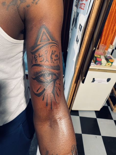 African Tattoo Ideas For Men, Front Arm Tattoo Men, Tattoos For Guys Forearm, Japanese Tattoo Words, Arm Tattoos For Guys Forearm, Bicep Tattoo Men, Tattoo Ideas Males, Black Men Tattoos, Egyptian Tattoo Sleeve