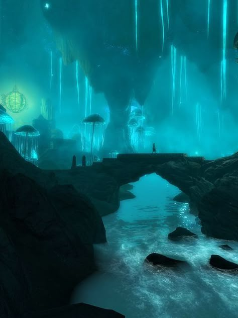 Black Reach Skyrim, Underdark Concept Art, Blackreach Skyrim, Skyrim Blackreach, Underground Dwarven City, Underdark Art, Underdark City, Dnd Underdark, Underworld Art